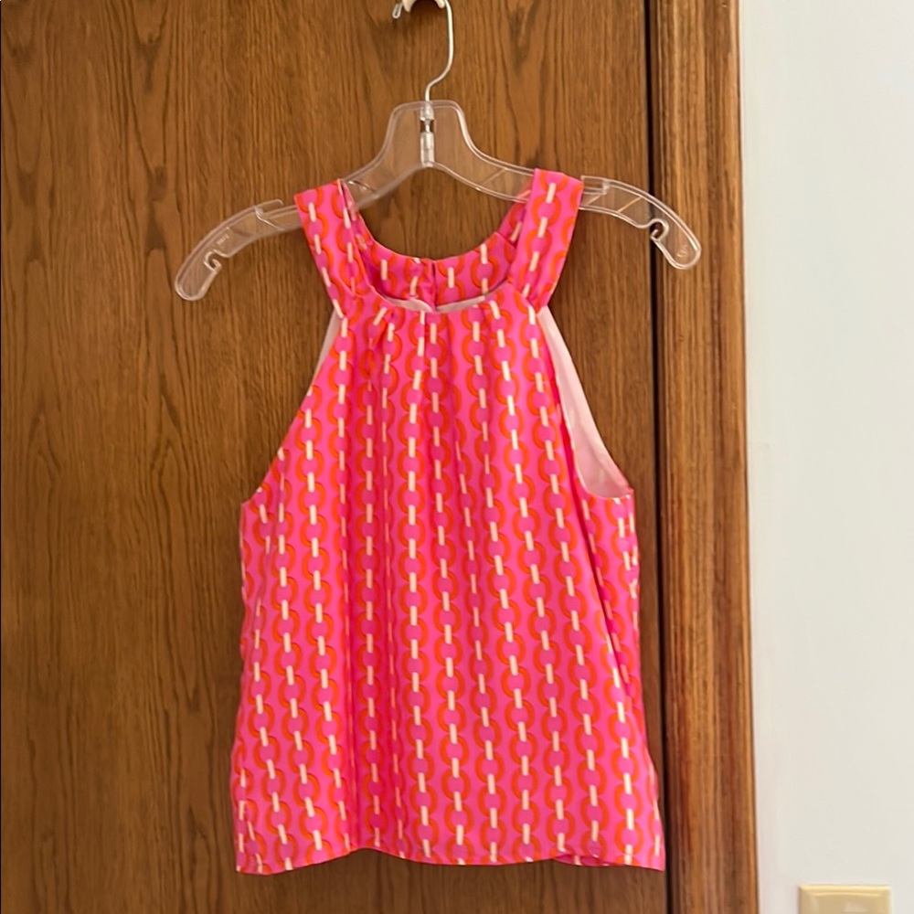 Skirtin Around Pink and Orange Sleeveless Top. Size 2. Silk. EUC.
